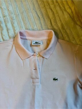 Lacoste Pale Pink Polo Shirt with Embroidered Crocodile (unisex) Size M - Kids
